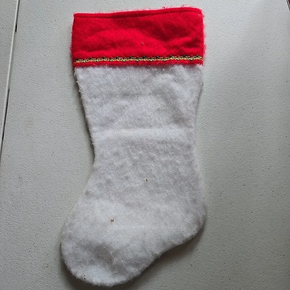 Vintage Walt Disney Christmas Stocking‎ Lot Felt Mickey Mouse Minnie Pink Red